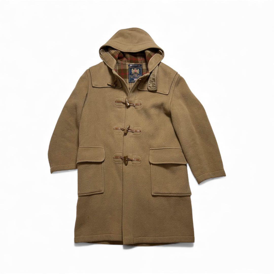 美品 グローバーオール ダッフルコート 英国製 チェック ウール US 40
