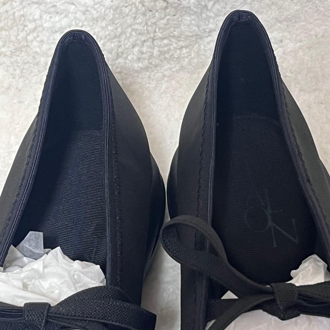 【LE TALON】ほぼ新品 ダブルリボンバレリーナ ブラック パンプス