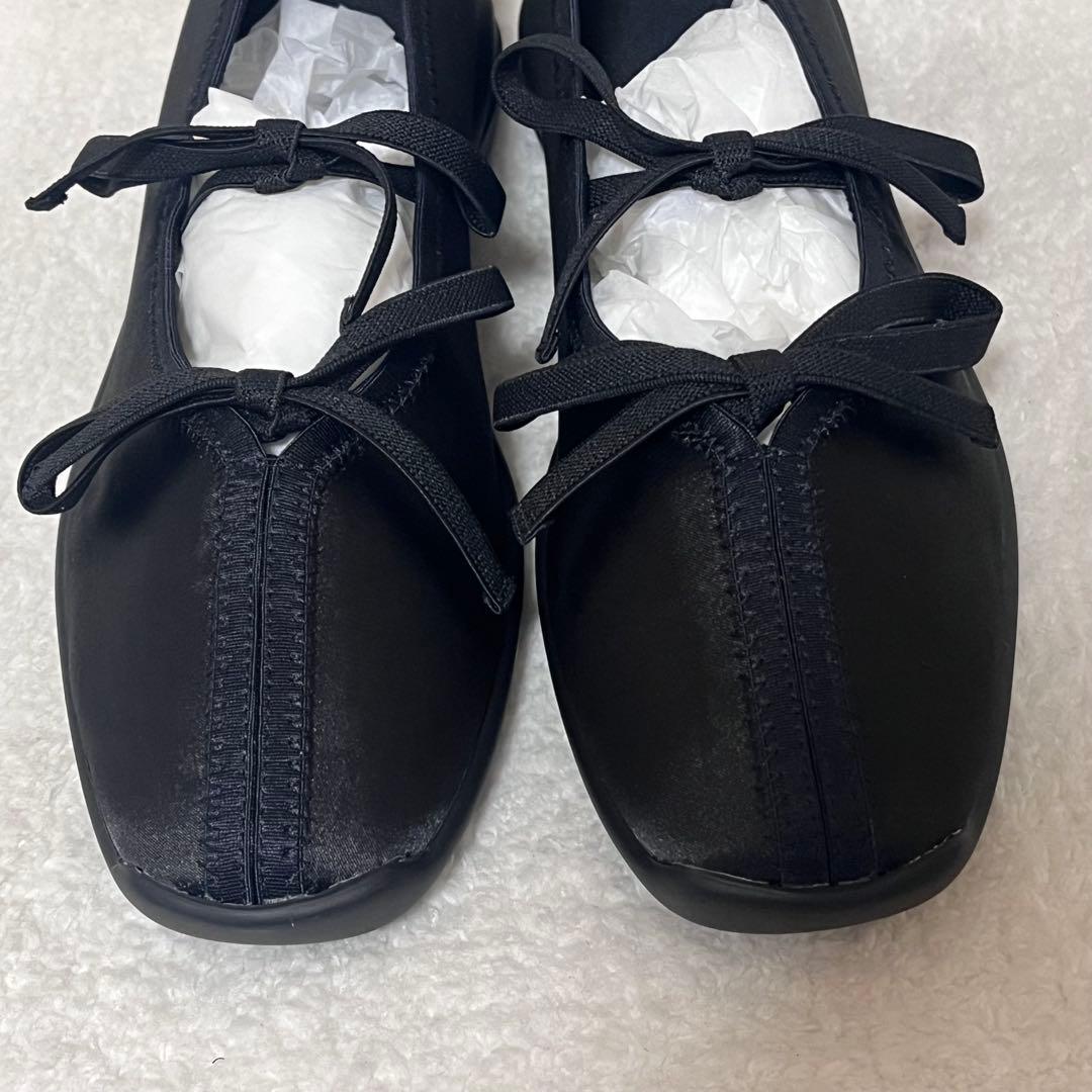 【LE TALON】ほぼ新品 ダブルリボンバレリーナ ブラック パンプス