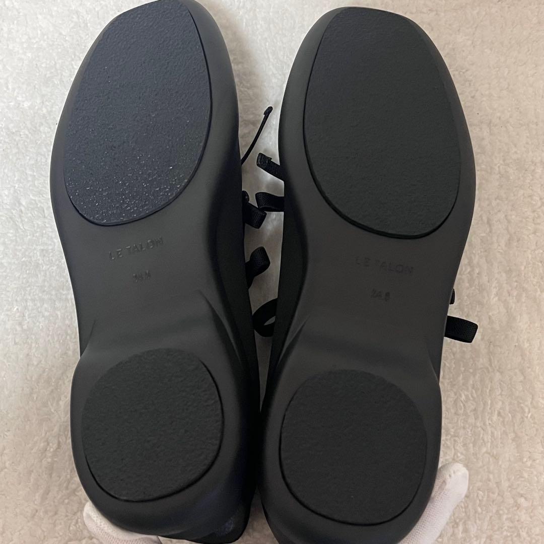 【LE TALON】ほぼ新品 ダブルリボンバレリーナ ブラック パンプス