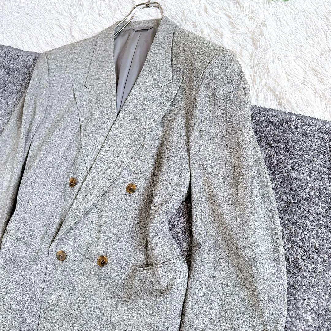 当時物　オールド　ディオール セットアップ　スーツ　チェック柄　ダブル　グレー