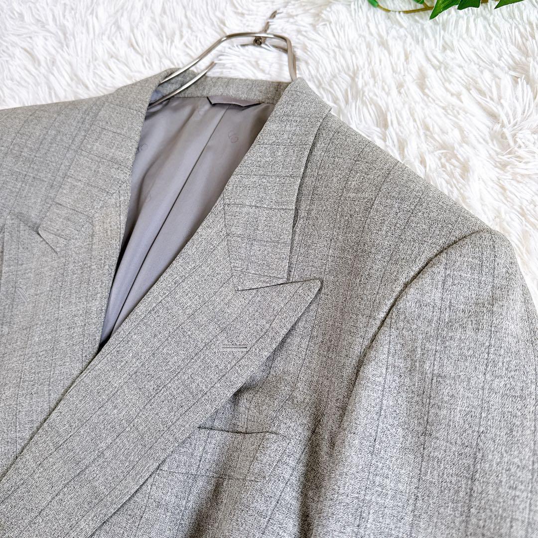 当時物　オールド　ディオール セットアップ　スーツ　チェック柄　ダブル　グレー