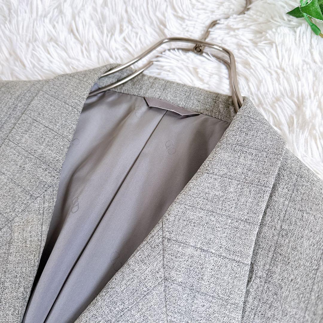 当時物　オールド　ディオール セットアップ　スーツ　チェック柄　ダブル　グレー