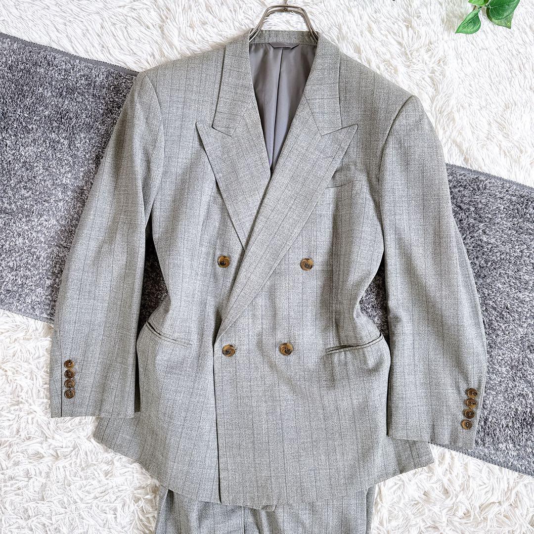 当時物　オールド　ディオール セットアップ　スーツ　チェック柄　ダブル　グレー