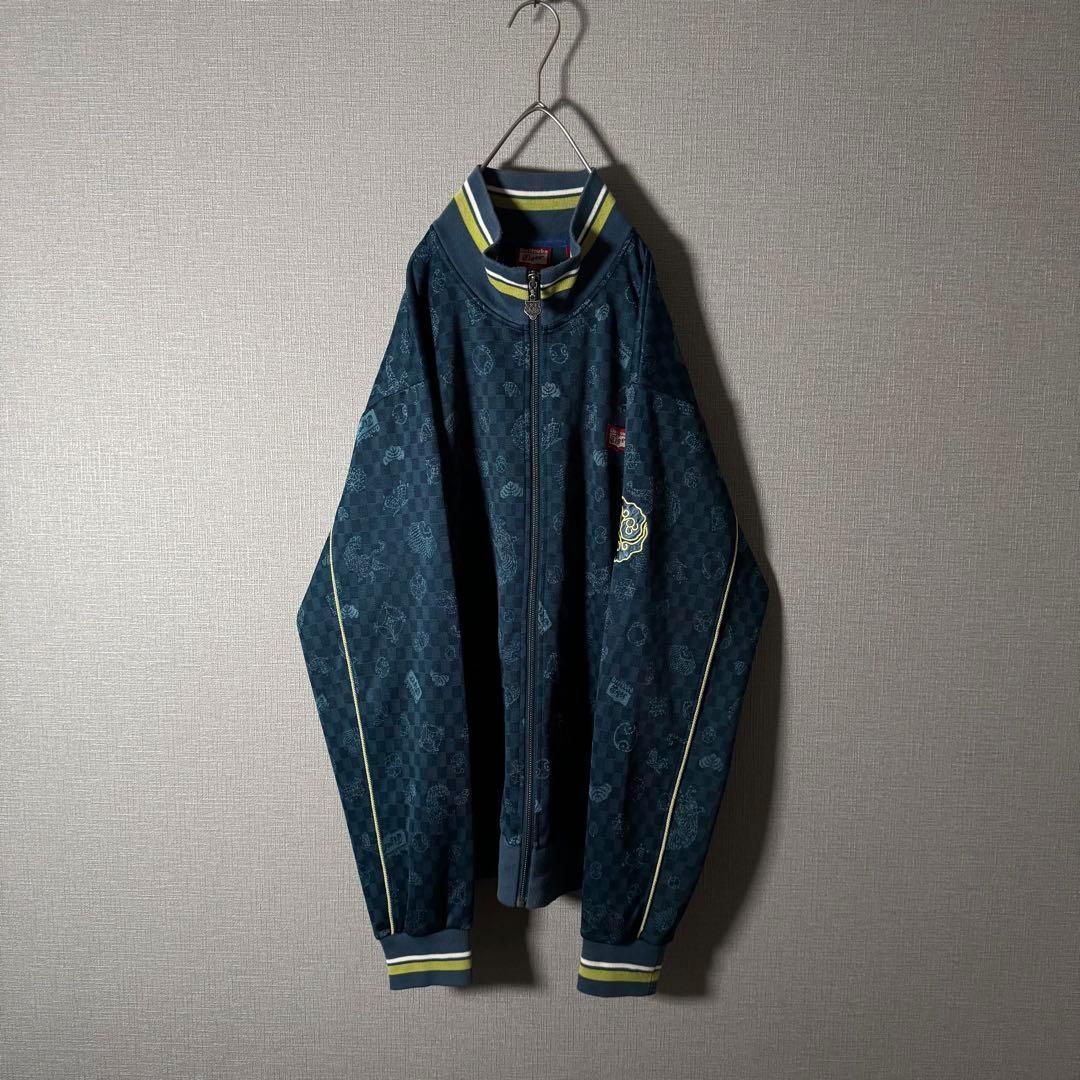 人気Lサイズ★オニツカタイガー トラックジャケット スリーブロゴ 総柄 刺繍 虎