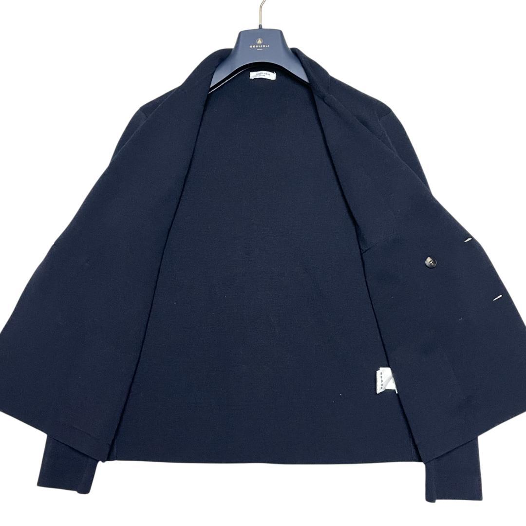 ボリオリ ミラノリブ ダブル ニットジャケット L 美品 ダークネイビー