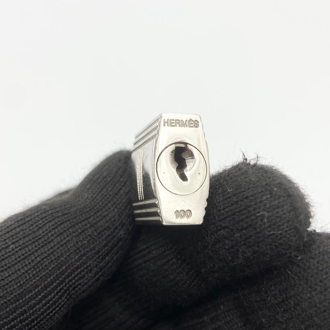 エルメス　カデナ　パドロック　南京錠　鍵　100 2本セット　ロゴ刻印　シルバー