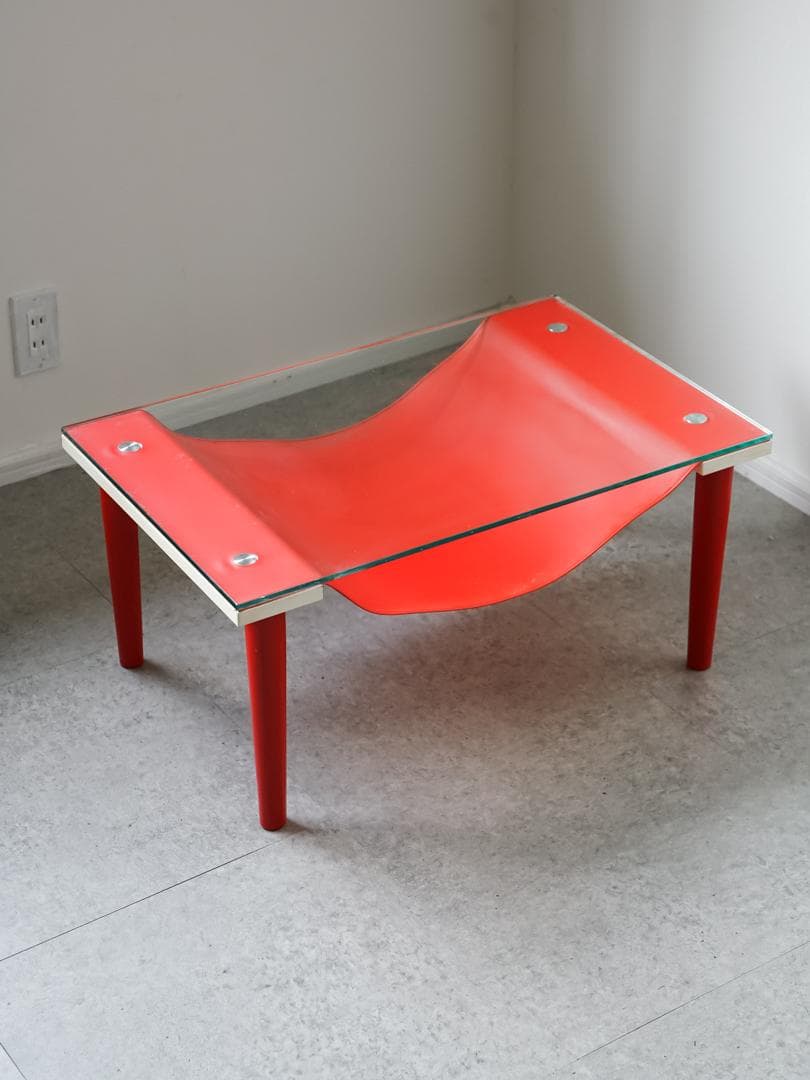 80's ポストモダン ガラス ローテーブル レトロポップ スペースエイジ