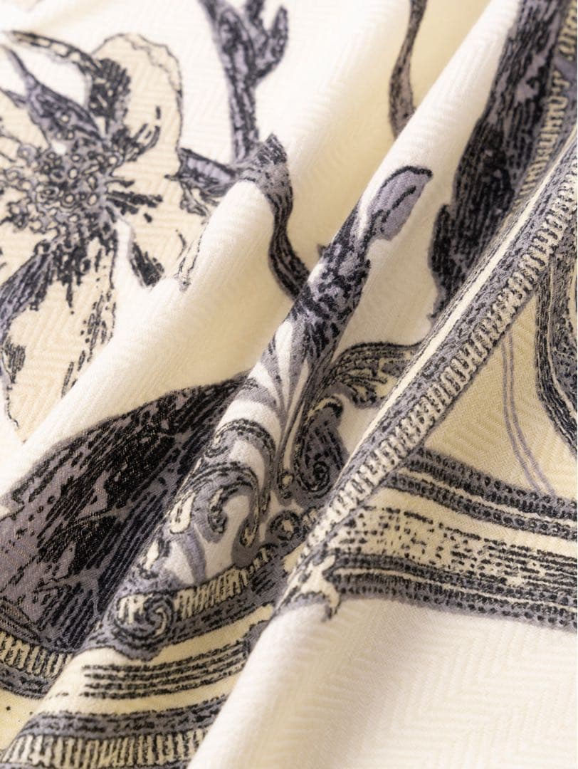 manipuri マニプリ　ウールシルクストール　ヘリンボーン織