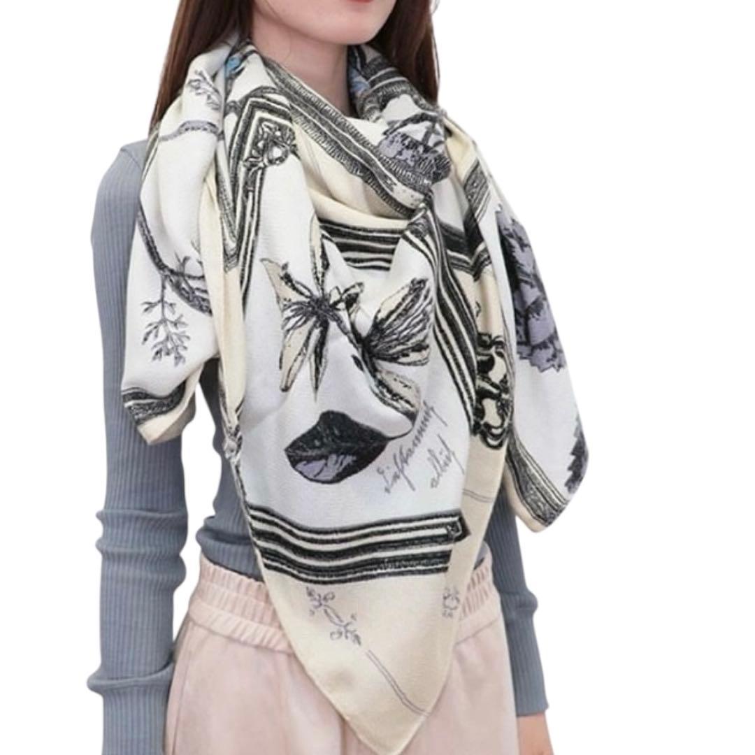 manipuri マニプリ　ウールシルクストール　ヘリンボーン織