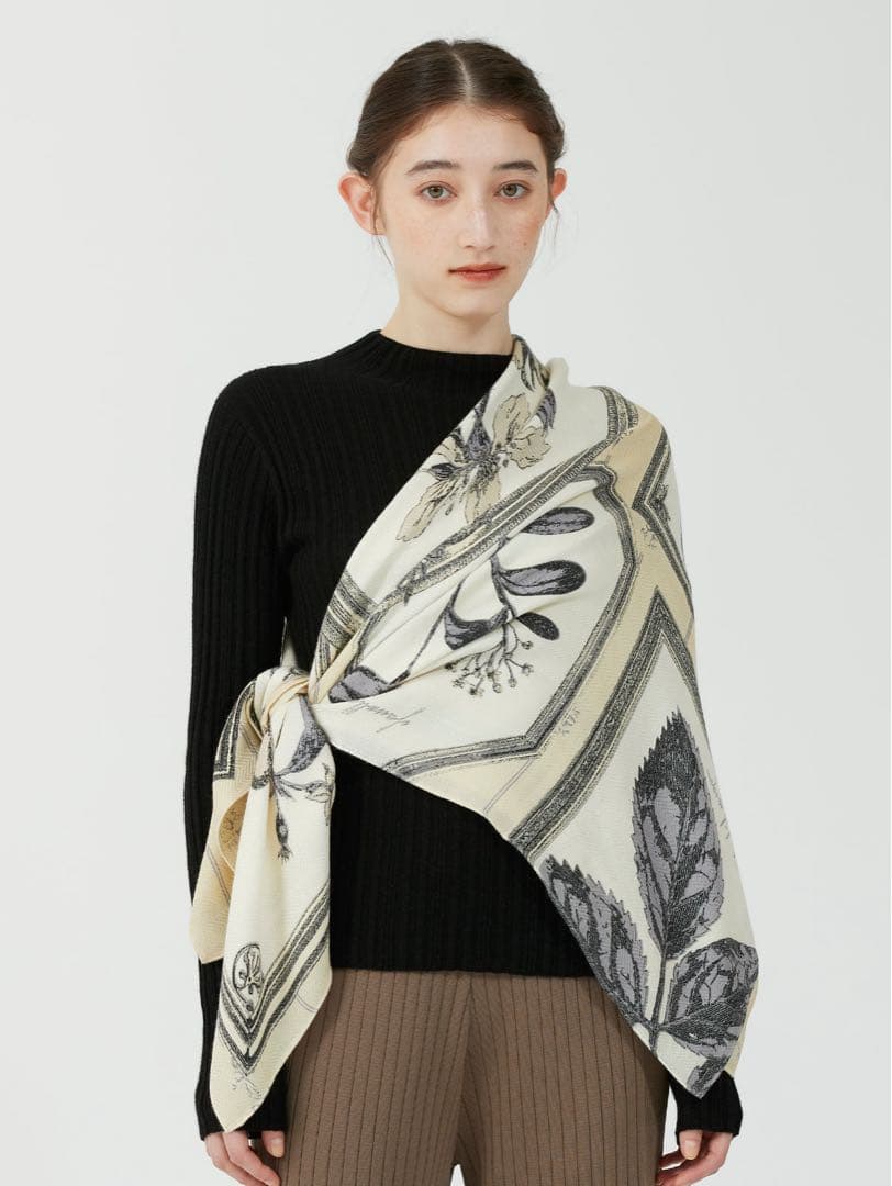 manipuri マニプリ　ウールシルクストール　ヘリンボーン織