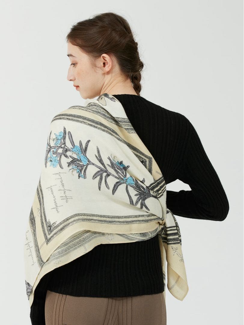 manipuri マニプリ　ウールシルクストール　ヘリンボーン織