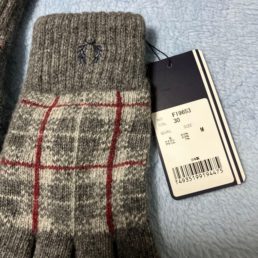 FRED PERRY チェック柄マフラーと手袋セット
