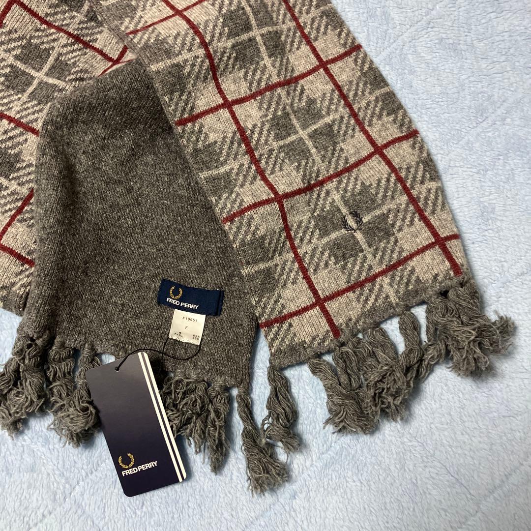 FRED PERRY チェック柄マフラーと手袋セット