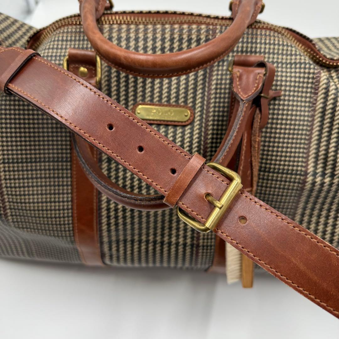 ポロ ラルフローレン PVC レザー 大容量 ボストンバッグ 千鳥柄