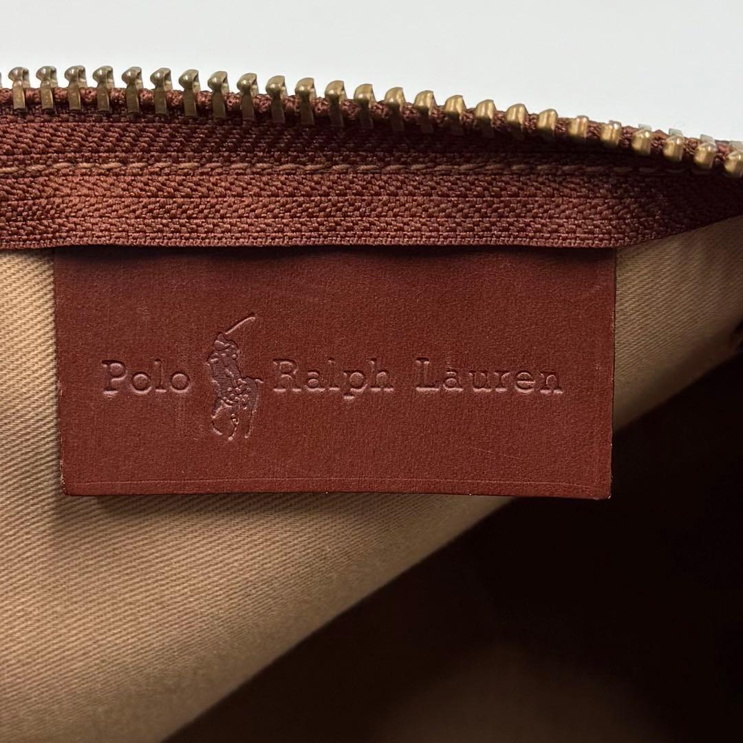 ポロ ラルフローレン PVC レザー 大容量 ボストンバッグ 千鳥柄