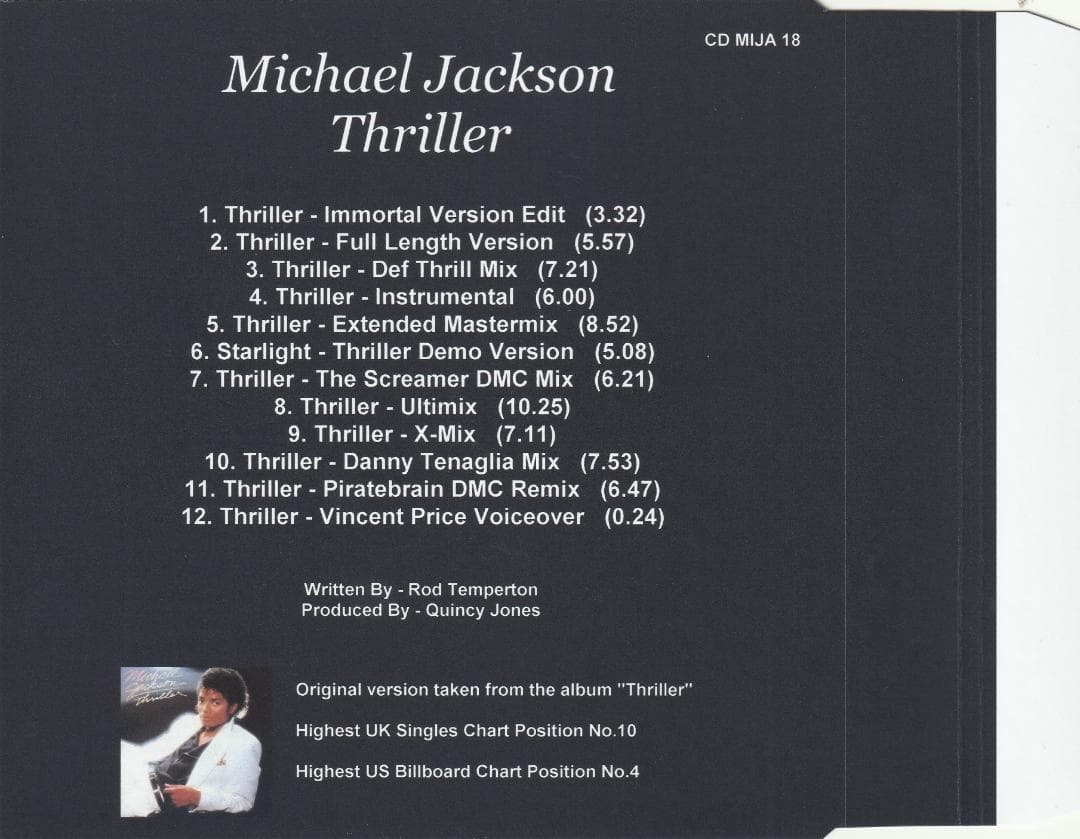 Michael Jackson　Thriller 　12ヴァージョン収録 CD