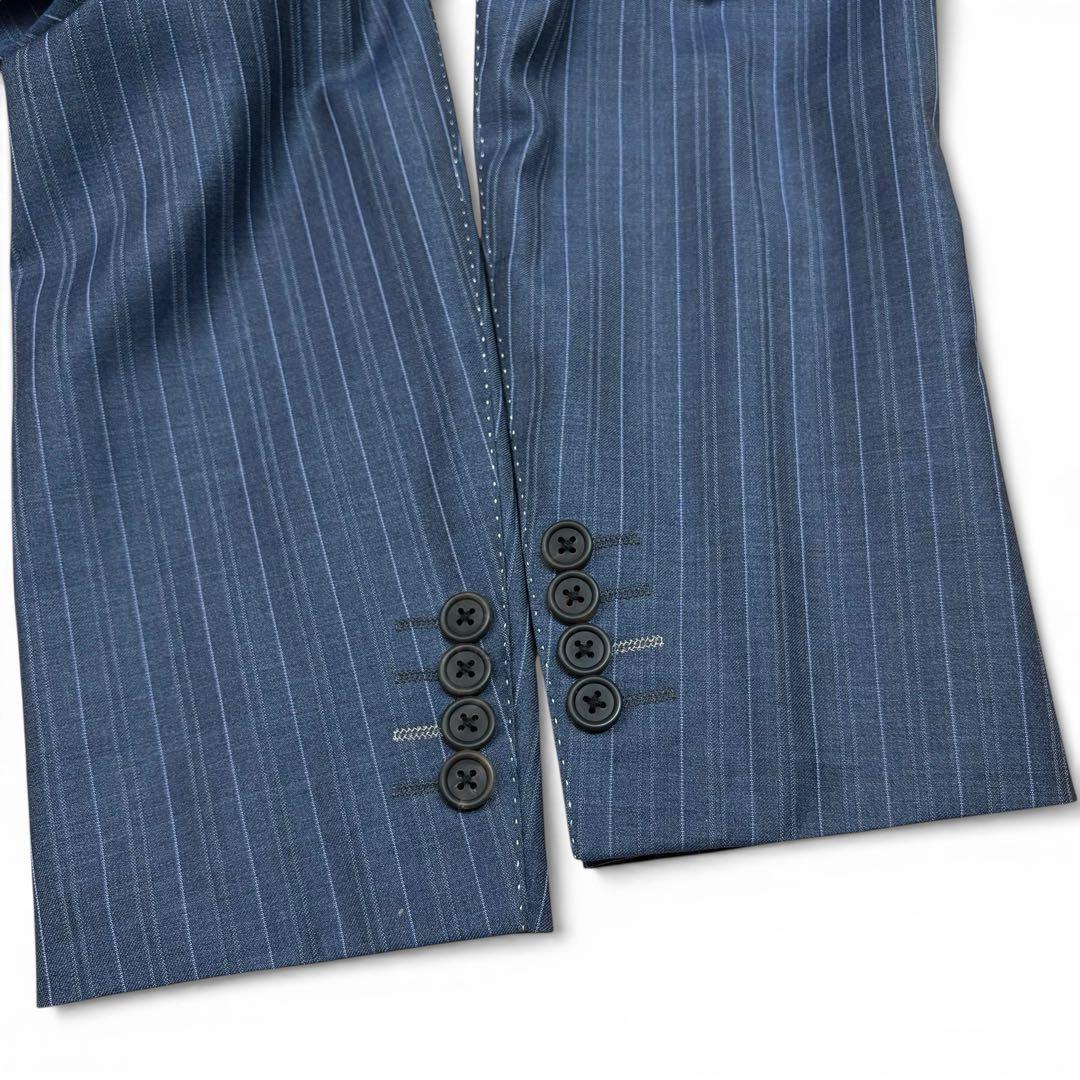 美品 ポールスミス 現行 SOHO スーツ 総柄 背抜き サックスブルー XL