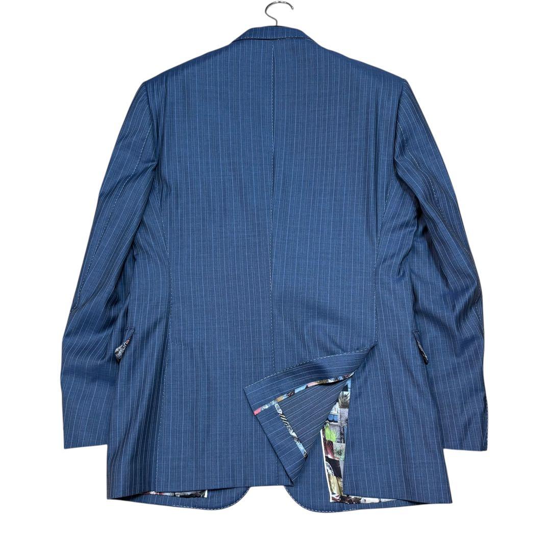 美品 ポールスミス 現行 SOHO スーツ 総柄 背抜き サックスブルー XL