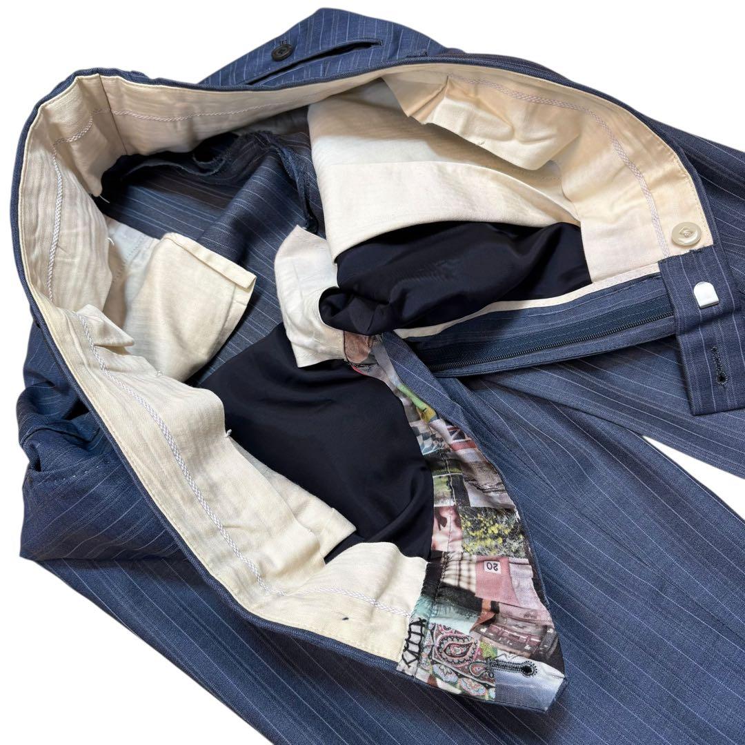 美品 ポールスミス 現行 SOHO スーツ 総柄 背抜き サックスブルー XL