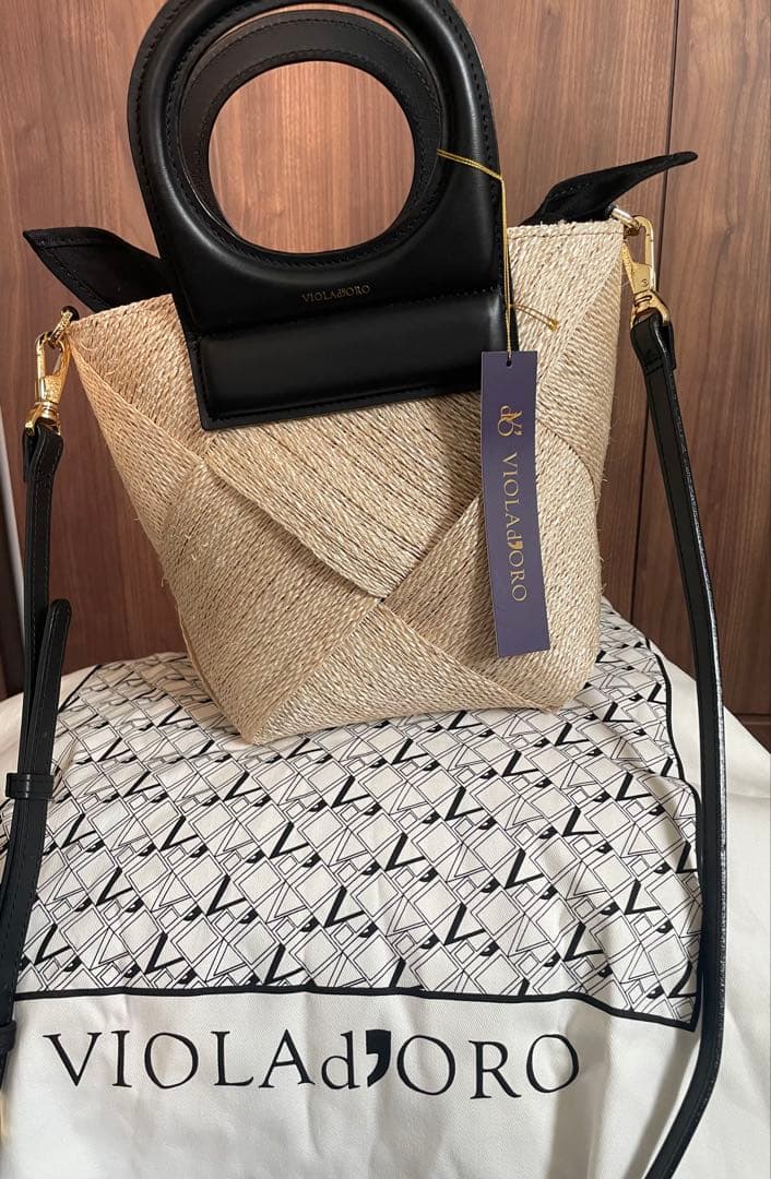 ヴィオラドーロ カゴバッグ　メッシュバッグ　アバカ　2way美品
