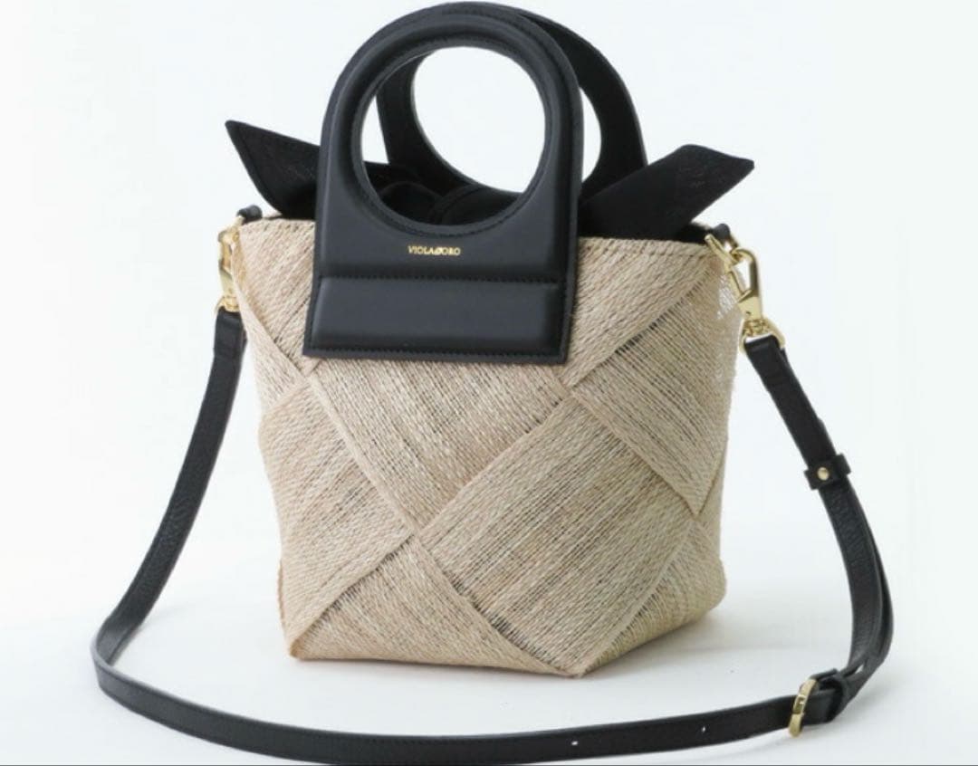 ヴィオラドーロ カゴバッグ　メッシュバッグ　アバカ　2way美品