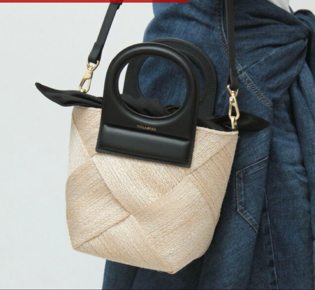 ヴィオラドーロ カゴバッグ　メッシュバッグ　アバカ　2way美品