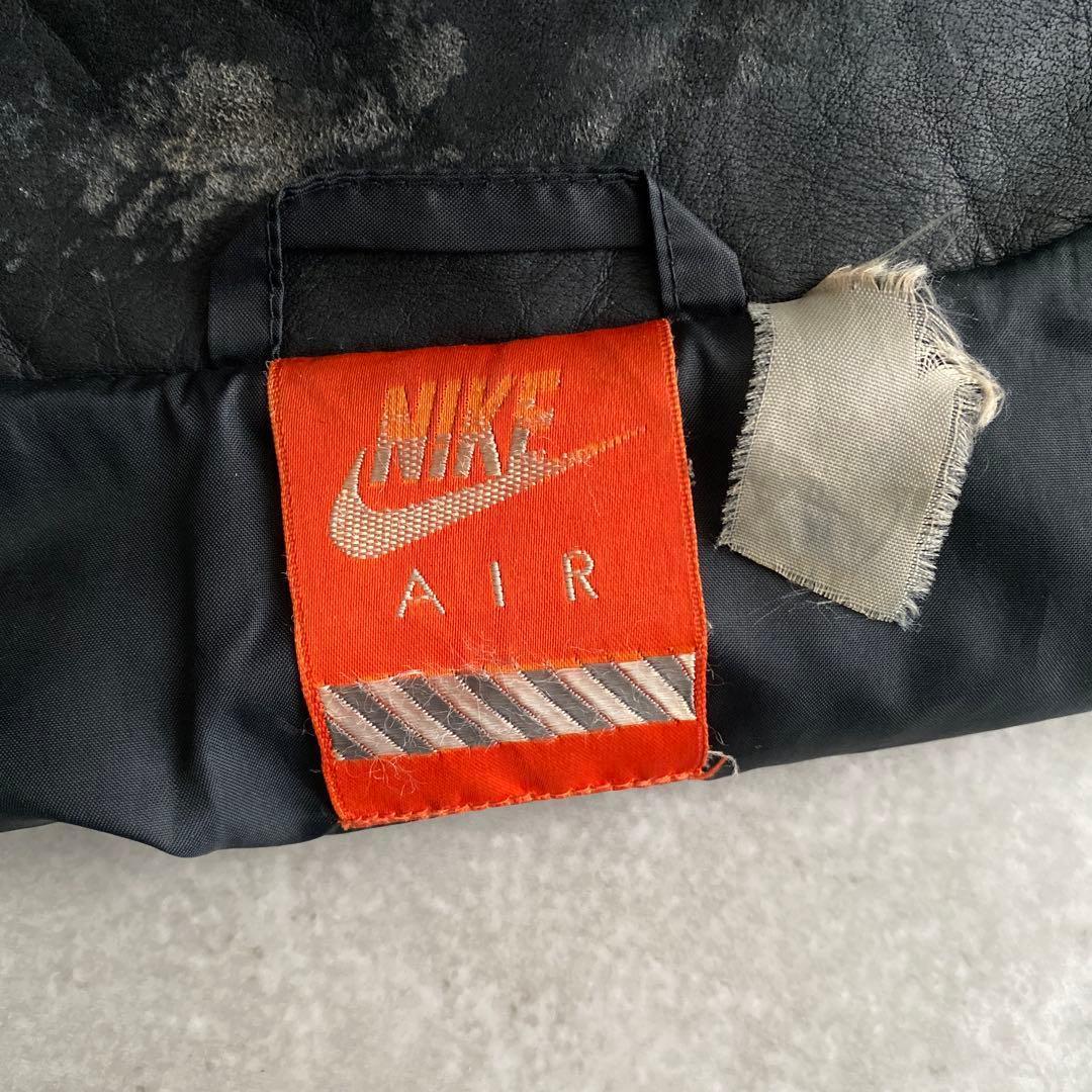 名作 90s NIKE 味アリ ウール×レザー スタジャン オール ブラック 黒