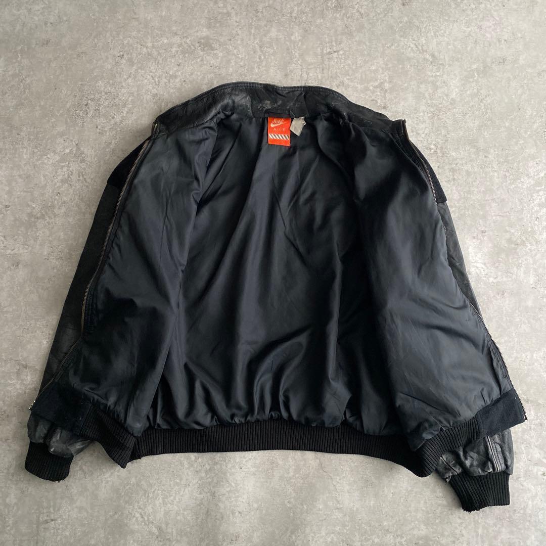 名作 90s NIKE 味アリ ウール×レザー スタジャン オール ブラック 黒