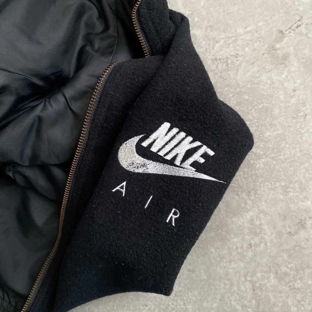 名作 90s NIKE 味アリ ウール×レザー スタジャン オール ブラック 黒