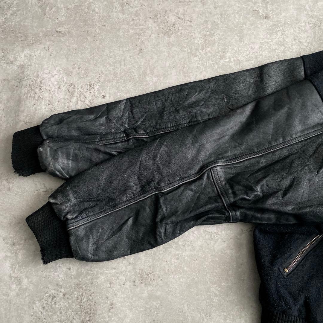 名作 90s NIKE 味アリ ウール×レザー スタジャン オール ブラック 黒