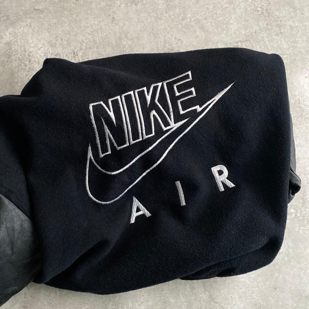 名作 90s NIKE 味アリ ウール×レザー スタジャン オール ブラック 黒