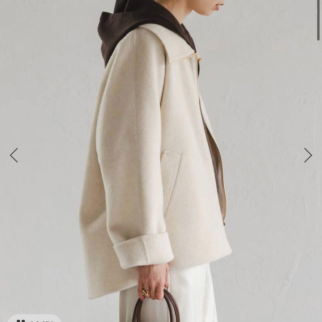 NOBLE キャメルミックスリバージップコート ホワイト 36サイズ