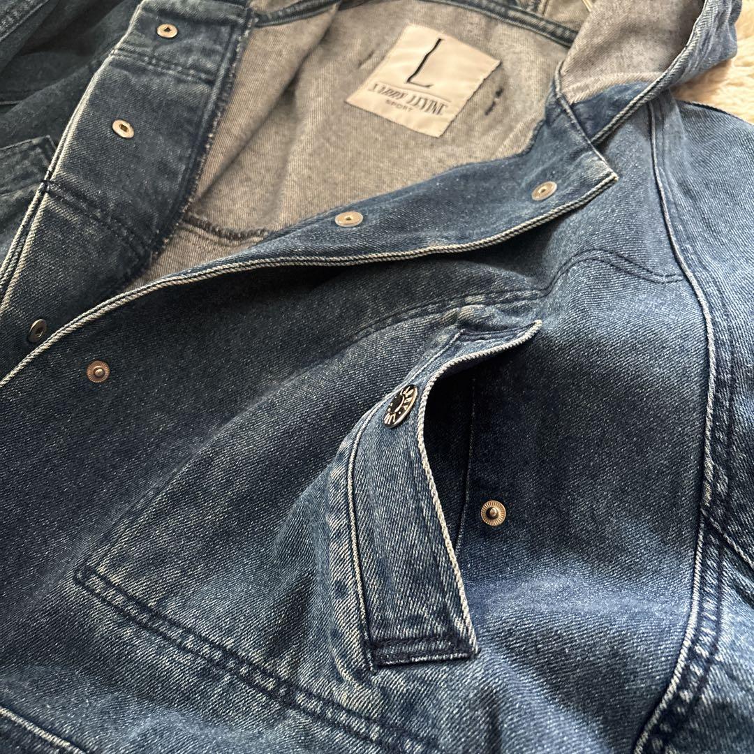 ９０s 古着　ヴィンテージ　色褪せ　ブルー デニムジャケット パーカー