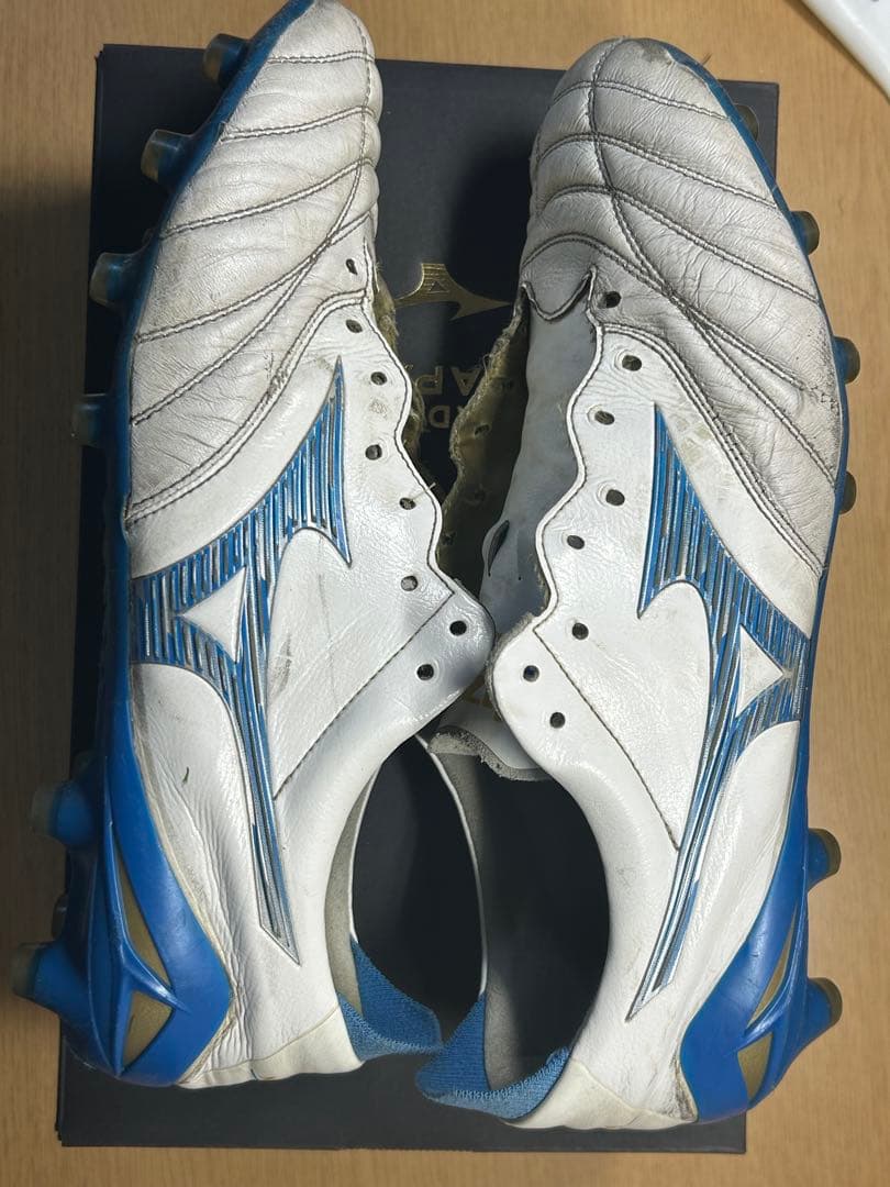 Mizuno モレリア4 サッカーシューズ・スパイク ホワイト/ブルー(紐なし)