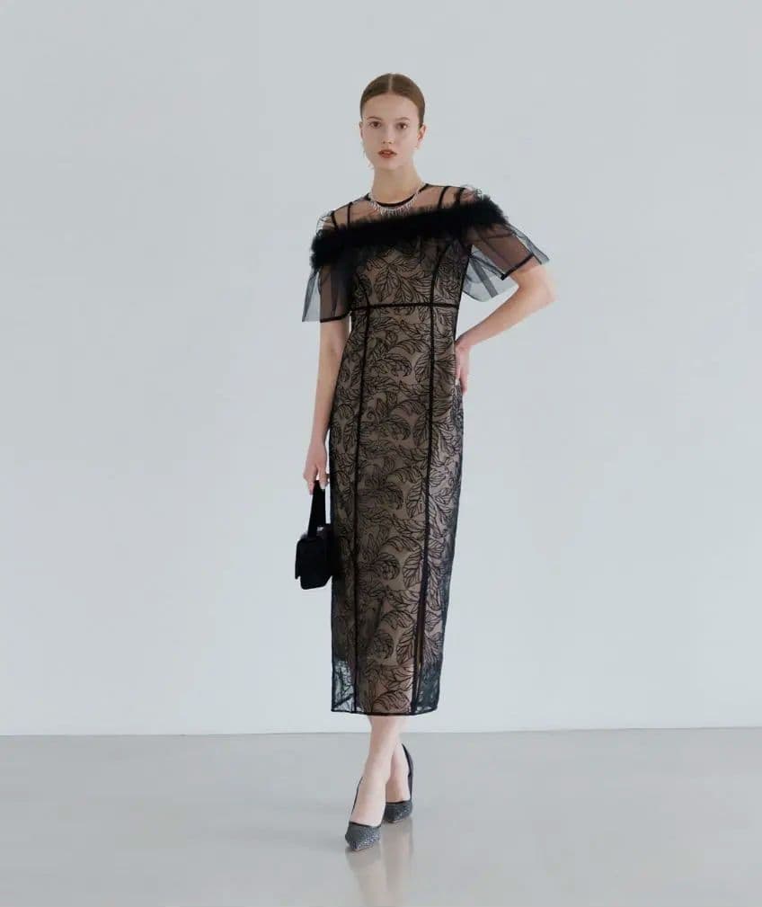 【LEJA】3WAYフラワーチュールアシンメトリーIラインドレス