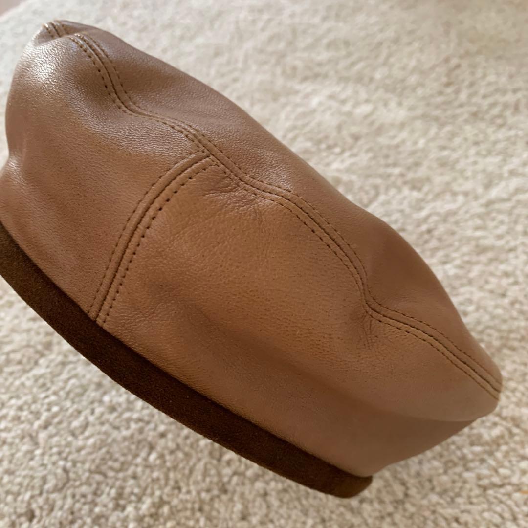 FUMIKA UCHIDA ベレー帽 ブラウン レザー　美品