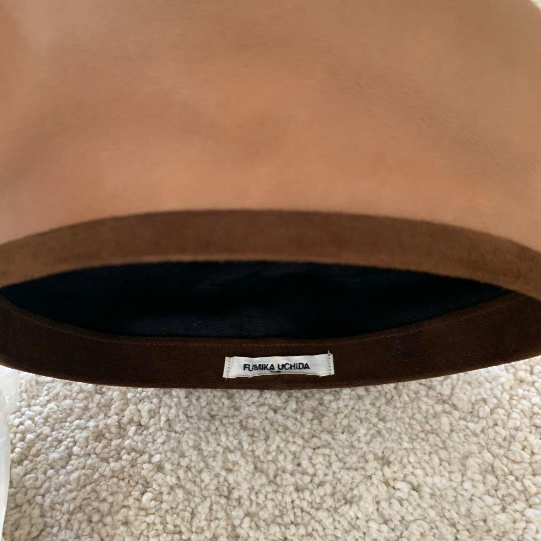 FUMIKA UCHIDA ベレー帽 ブラウン レザー　美品