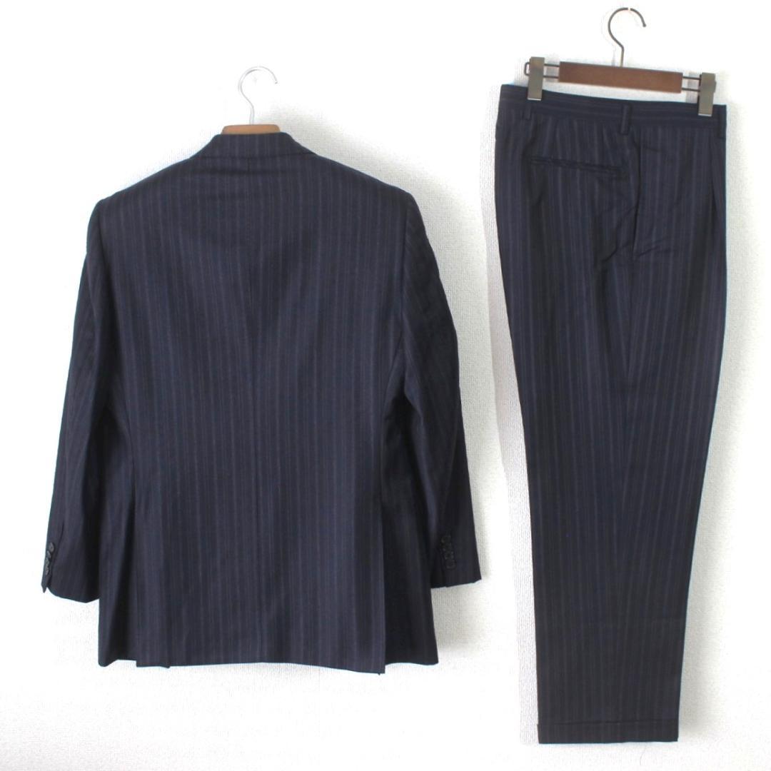 04【美品】ミツミネ × ゼニア スーツ A5 メンズ M 濃紺ブルーストライプ