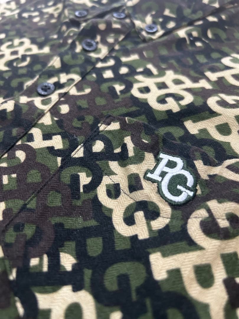 美品 パーリーゲイツ ロゴモノグラム 迷彩柄 長袖シャツ カモフラ メンズ 4