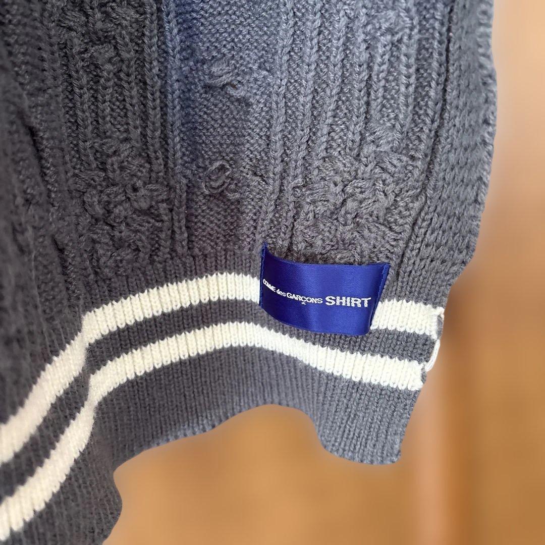 コムデギャルソンシャツ　グレー ケーブルニットマフラー