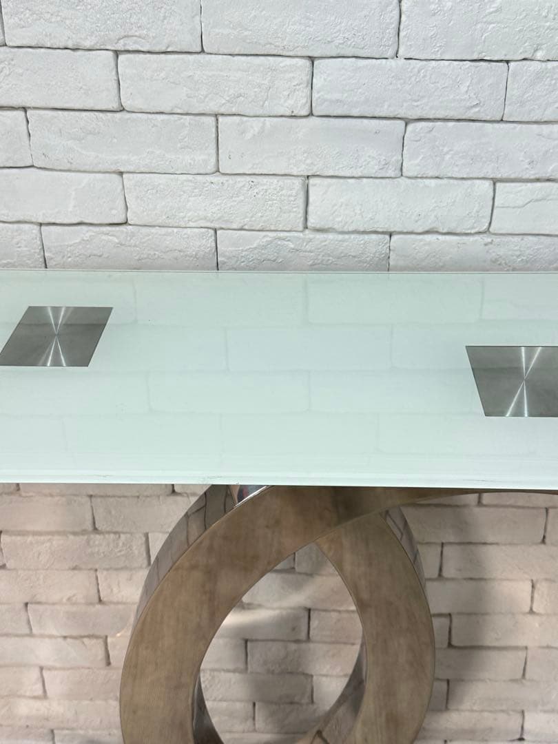 【東京都23区配送無料】定価25万円　コンソール　強化　ガラス　テーブル　サイド