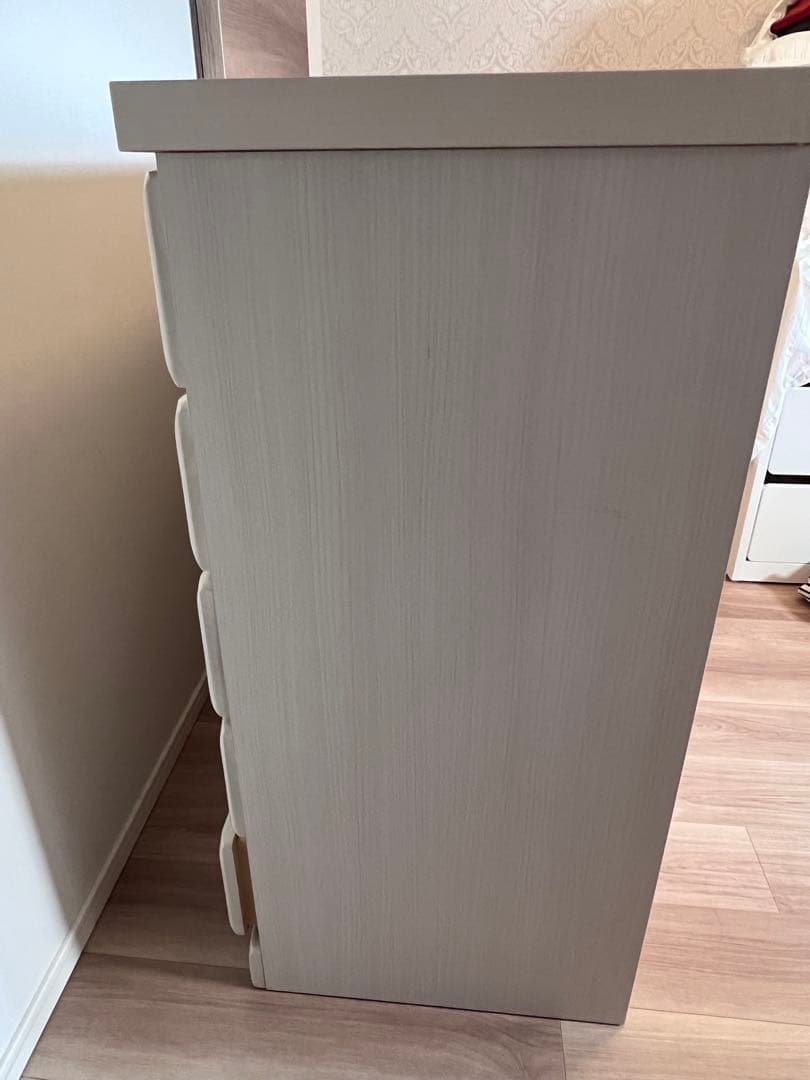 ホワイトウォッシュ 木製チェスト 8引き出し