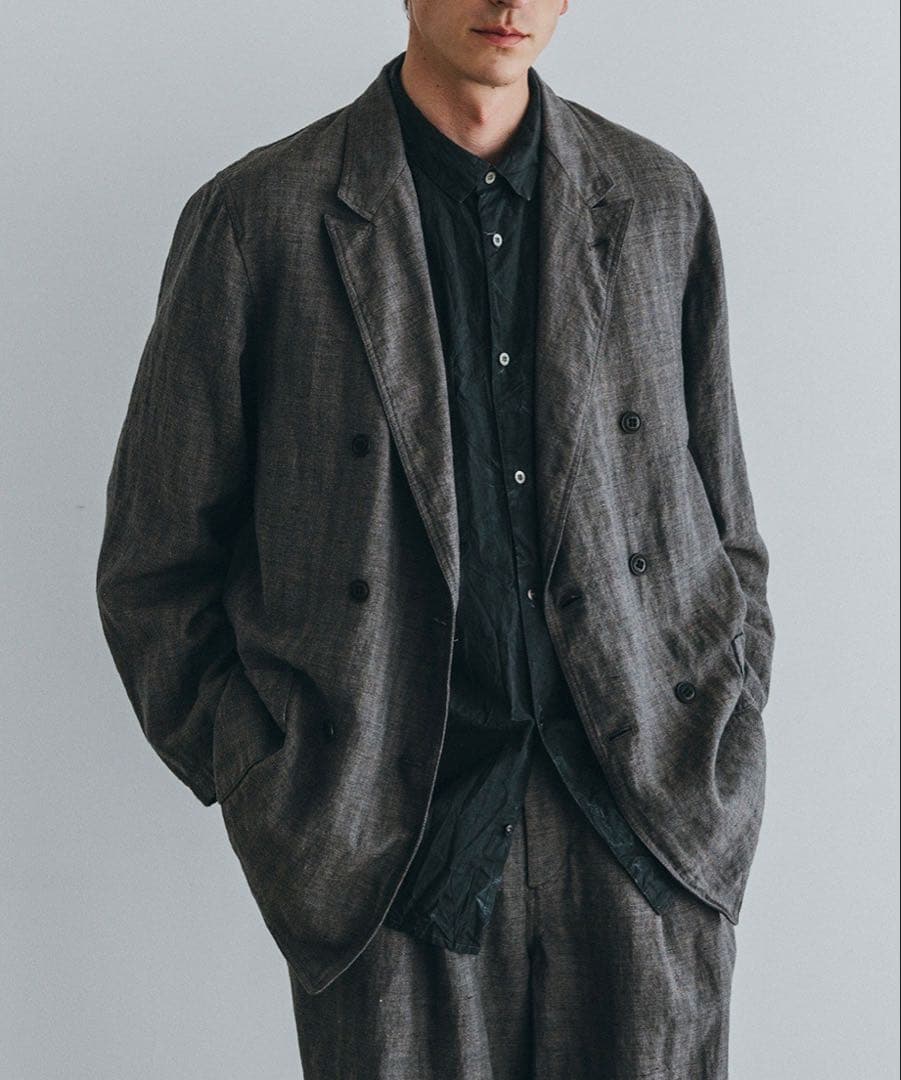 confect リネンウール杢ヘリンボーンダブルブレストジャケット