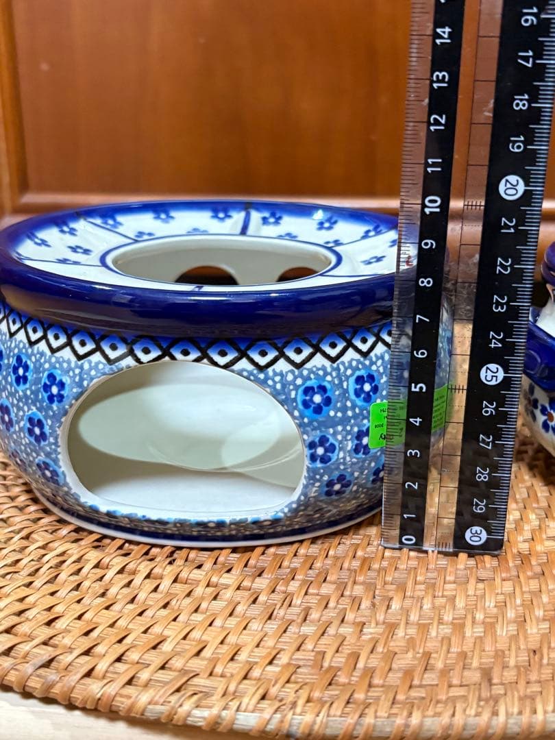 新品　ポーリッシュポタリー　ツェラミカ製　ザクワディ社製　チーズホンデュ　二重鍋