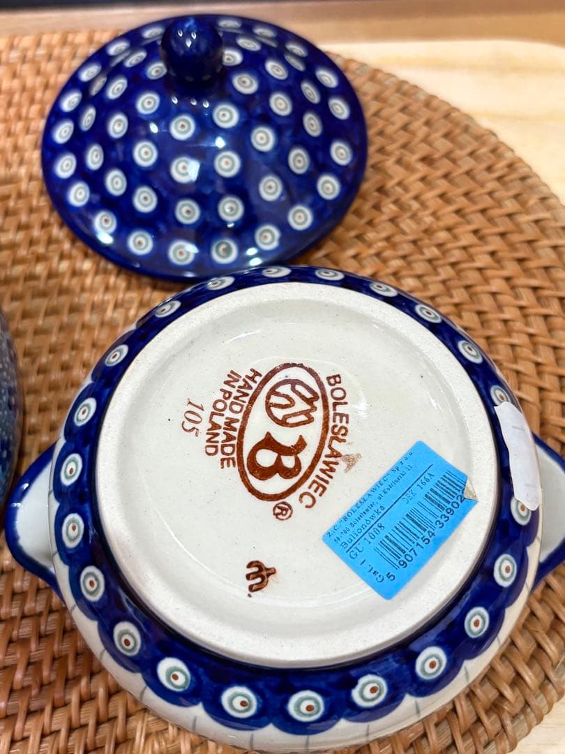 新品　ポーリッシュポタリー　ツェラミカ製　ザクワディ社製　チーズホンデュ　二重鍋