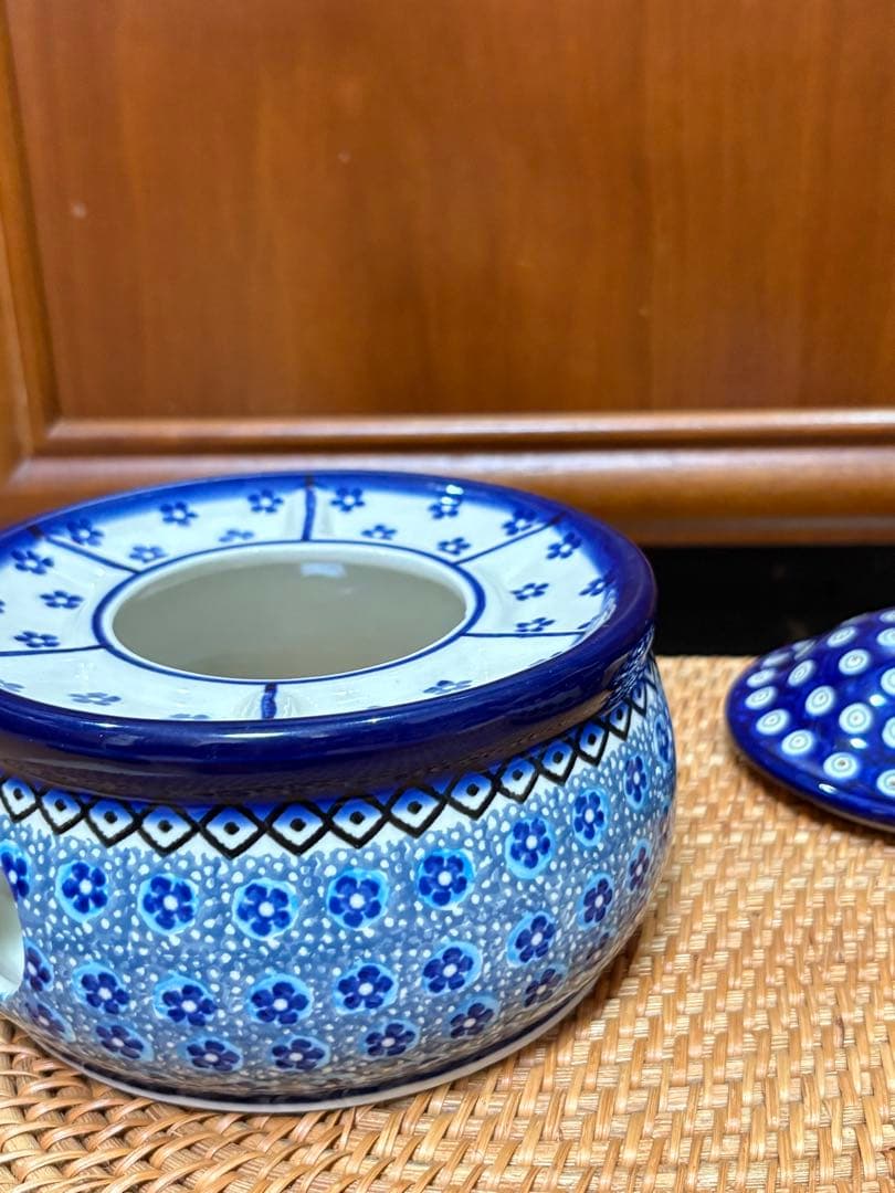 新品　ポーリッシュポタリー　ツェラミカ製　ザクワディ社製　チーズホンデュ　二重鍋