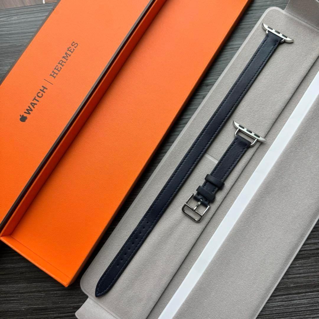 2588 Apple Watch エルメス　ネイビー　ドゥブルトゥール　二重