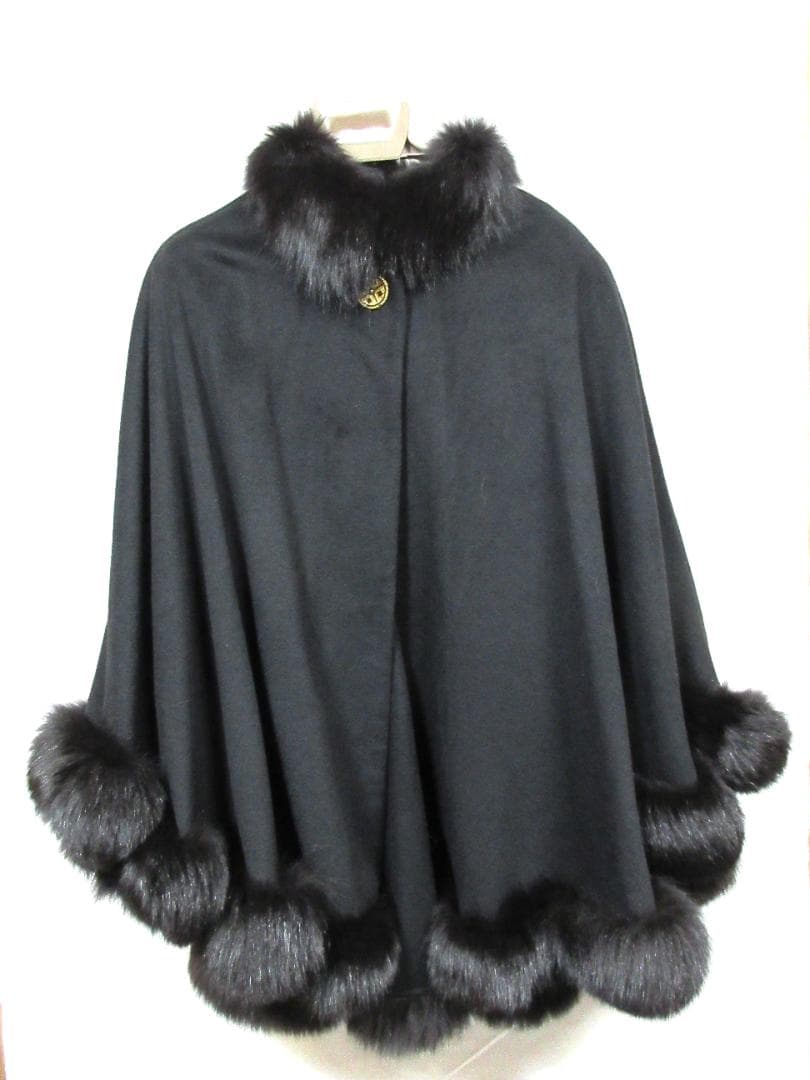 Rozenfur　フォックスファー　カシミヤ100％　ポンチョ ケープコート