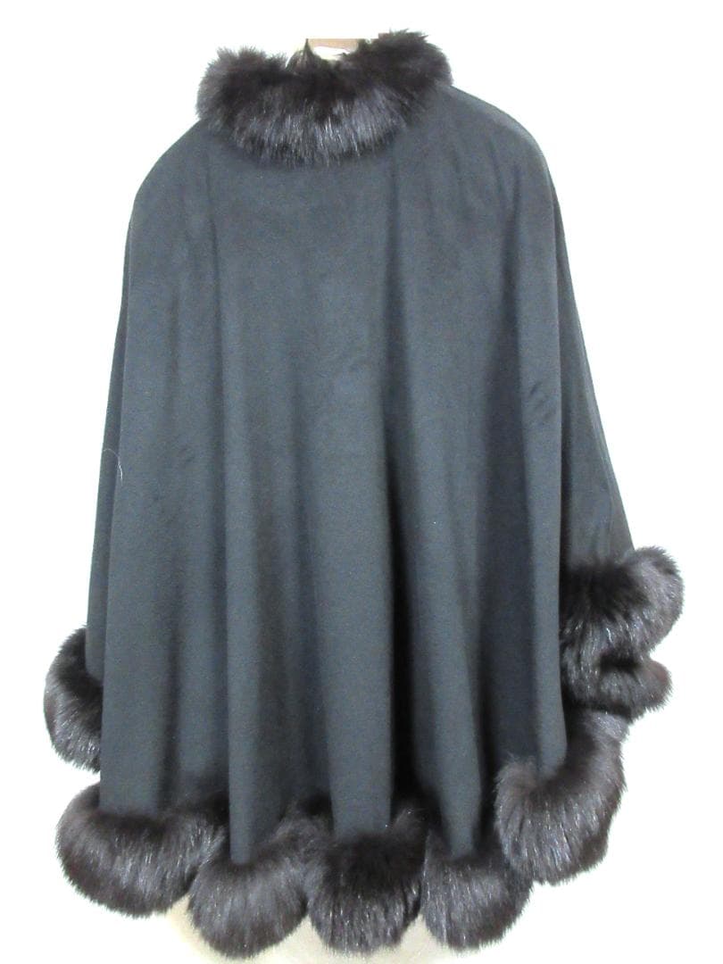 Rozenfur　フォックスファー　カシミヤ100％　ポンチョ ケープコート
